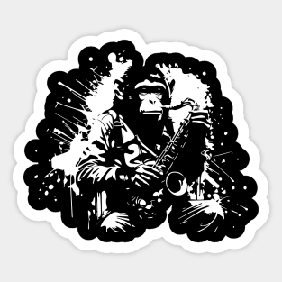 monkey playing saxophone Sticker